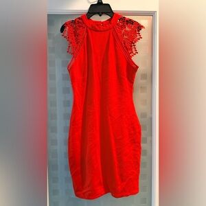 Fashion Nova Vibrant Red Lace Mini Dress
